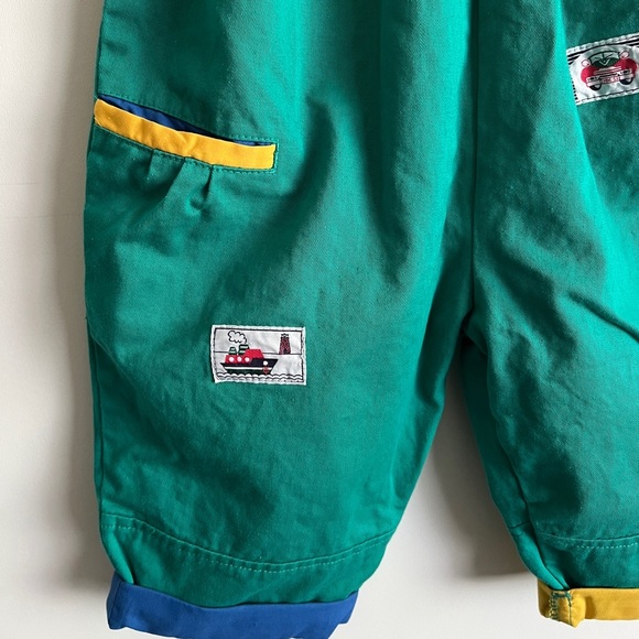 Vintage Color block Blue and Yellow Kids Overalls Jumpsuit Size 2/92 - Picture 3 of 7